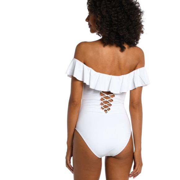 LA BLANCA Island Goddess Ruffled Tummy Control One Piece Swimsuit Size 8 - Picture 2 of 11
